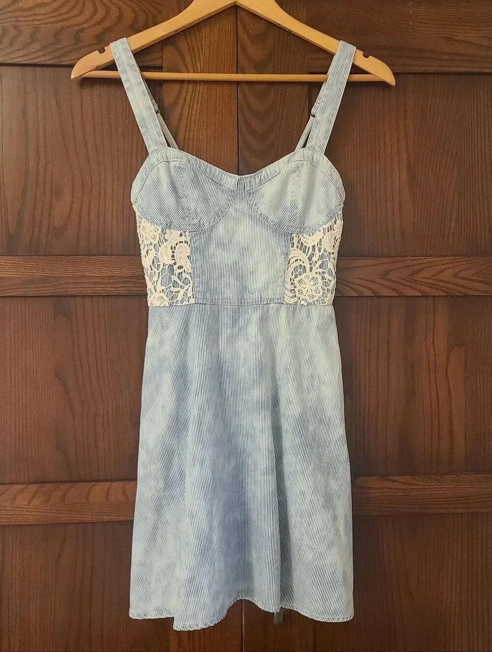 Abercrombie & Fitch Jean Dress Railroad Stripe Lace Corset Style Size Small
